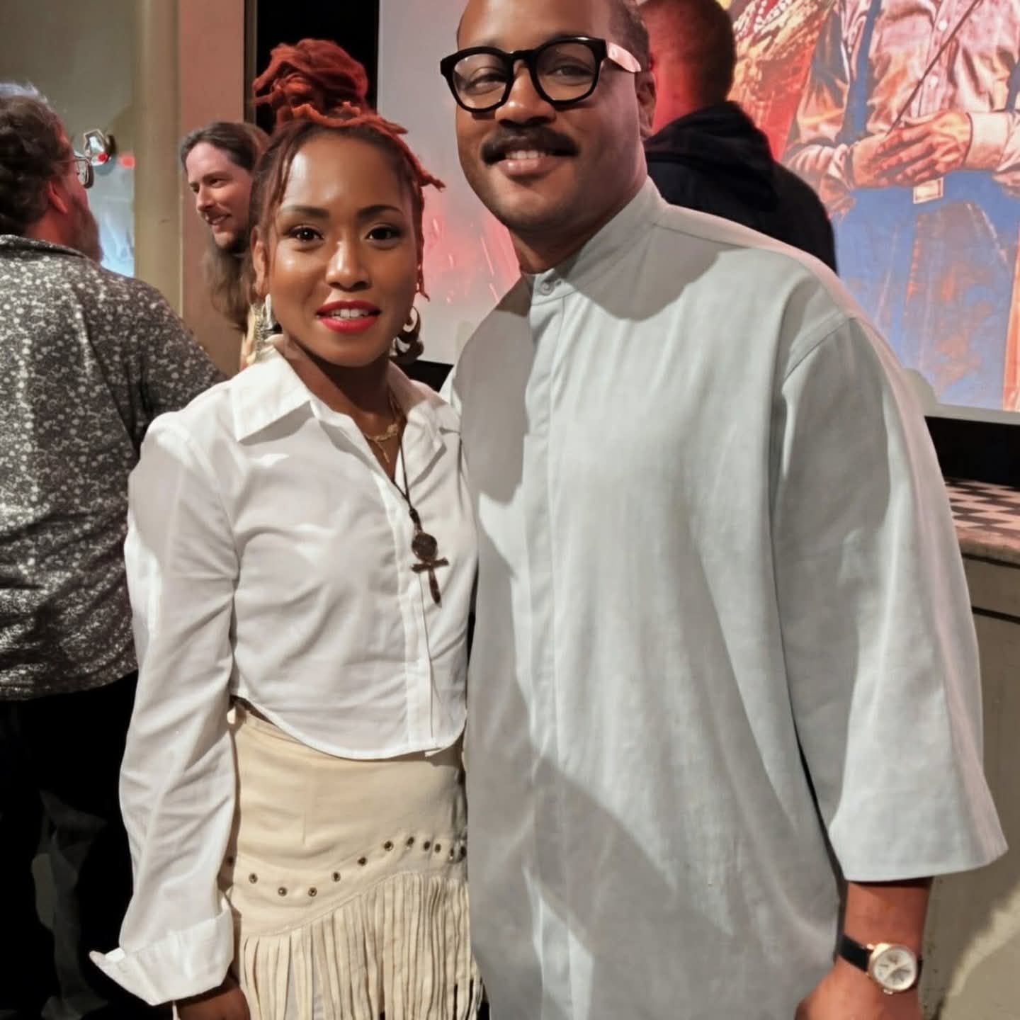 Tierinii Jackson Naftaly with Ryan Coogler at the Sinners premiere